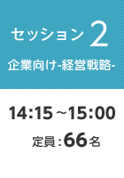 【セッション2 企業向け-経営戦略-】14:15〜15:00 定員:66名