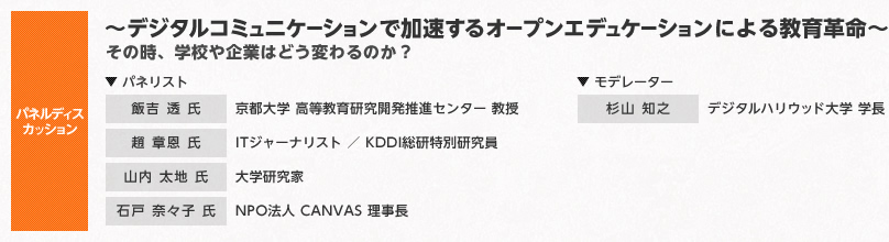 【パネルディスカッション】〜デジタルコミュニケーションで加速するオープンエデュケーションによる教育革命〜その時、学校や企業はどう変わるのか？